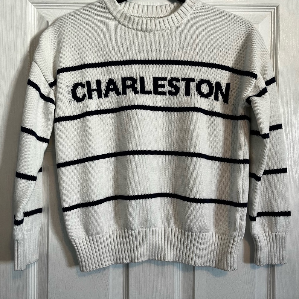 BEAU & RO Charleston Sweater in Ivory/Navy Stripe